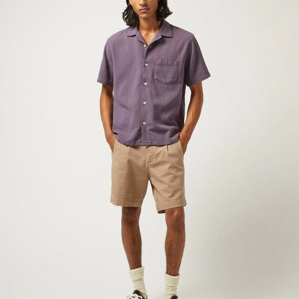 Corridor Hopsack SS Collared Shirt (Purple)
